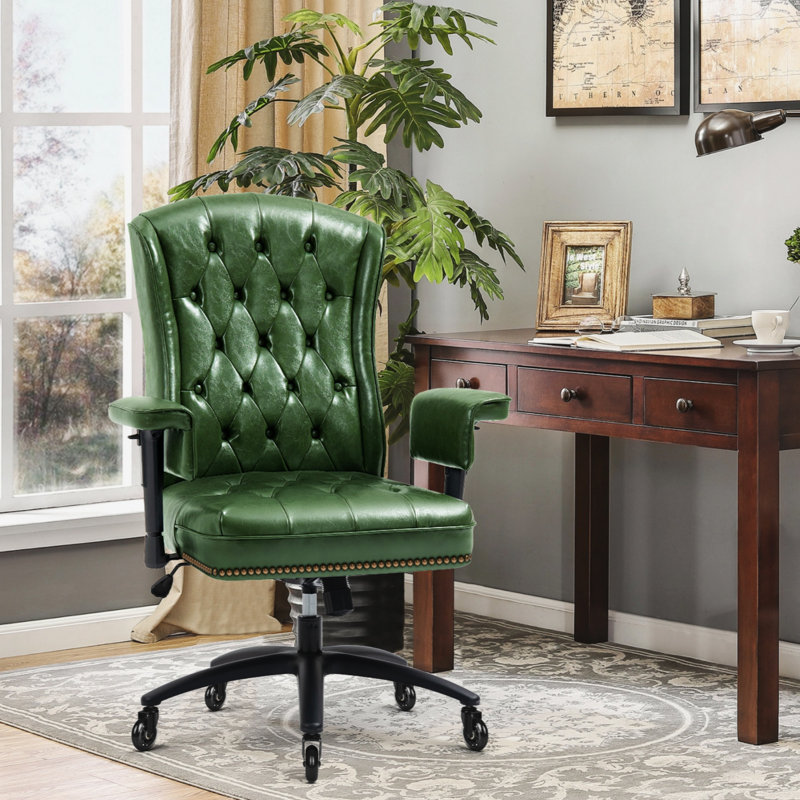 Red Barrel Studio® Carraton PU Leather Button Tufted Upholstered Office ...